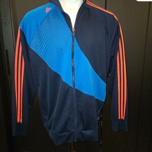 Adidas Navy and Blue Jacket with Orange Accents